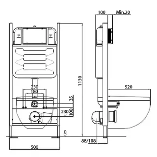 Инсталляция Jacob Delafon E21747RU-BL с безободковым унитазом Vox сиденье с микролифтом клавиша смыва чёрная матовая